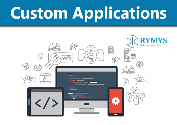 a white background with the words custom applications.