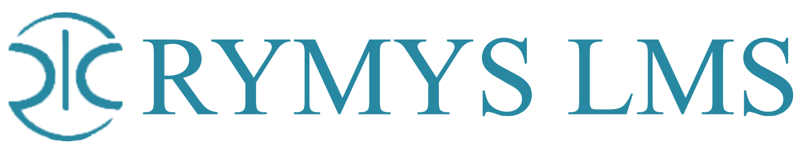 Logo of rymys lms featuring stylized blue text on a green background.