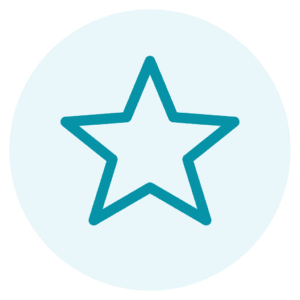 A simple blue outline of a five-pointed star centered on a light blue circular background.