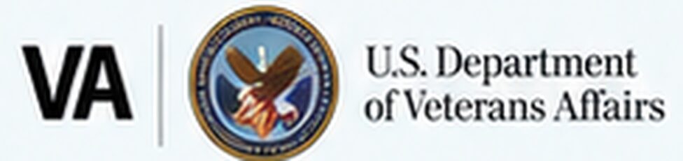 VA logo, U.S. Department of Veterans Affairs seal with an eagle, and text reading “U.S. Department of Veterans Affairs” on a white background.
